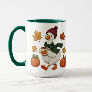 Mug Canard automnal cosy avec feuilles de café à la ci