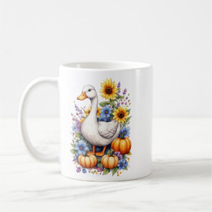 Mug Canard blanc à l'aquarelle avec tournesols et citr