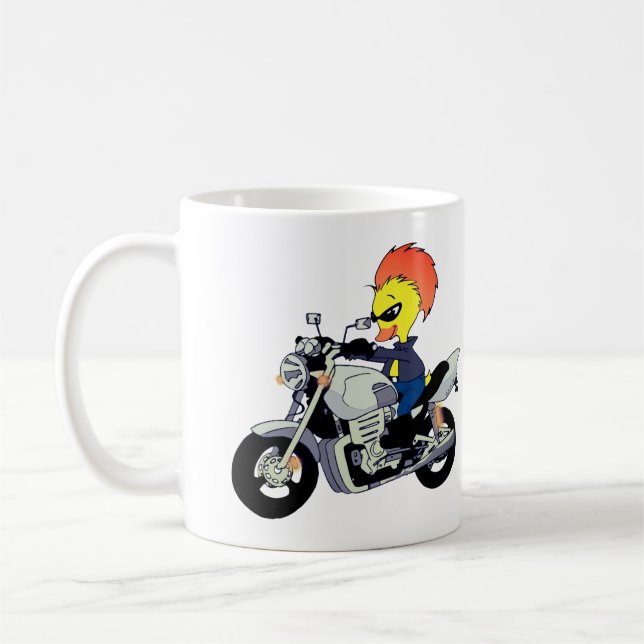 Mug Canard Cool Faisant de la Moto (Gauche)