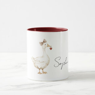 Mug Canard Crème Arc Rouge Cœur