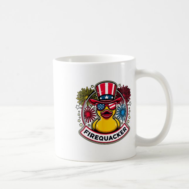 Mug Canard en caoutchouc Firequacker 4 juillet drapeau (Droite)