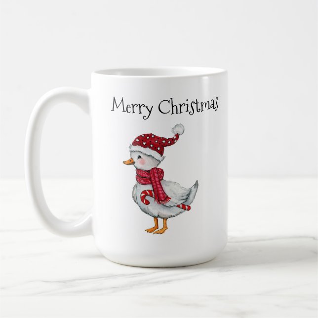 Mug Canard festif avec chapeau de Père Noël (Gauche)