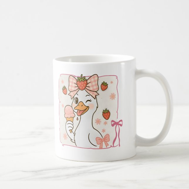 Mug Canard Kawaii avec glace à la fraise (Droite)