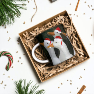 Mug Canards blancs portant des chapeaux rouges Noël