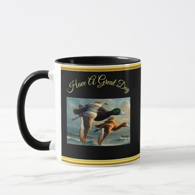 Mug Canards survolant la mer Avec un petit bateau en d (Gauche)
