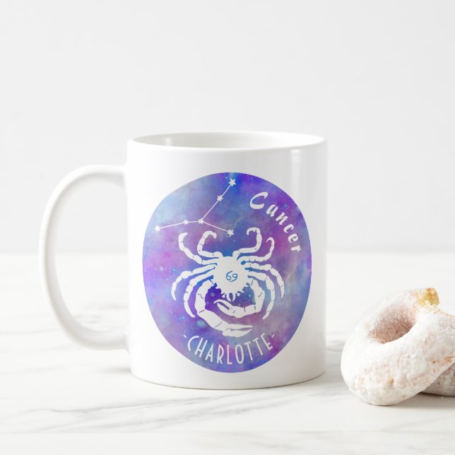 Mug Cancer Crabe Constellation Étoiles Nom Anniversair (Avec donut)