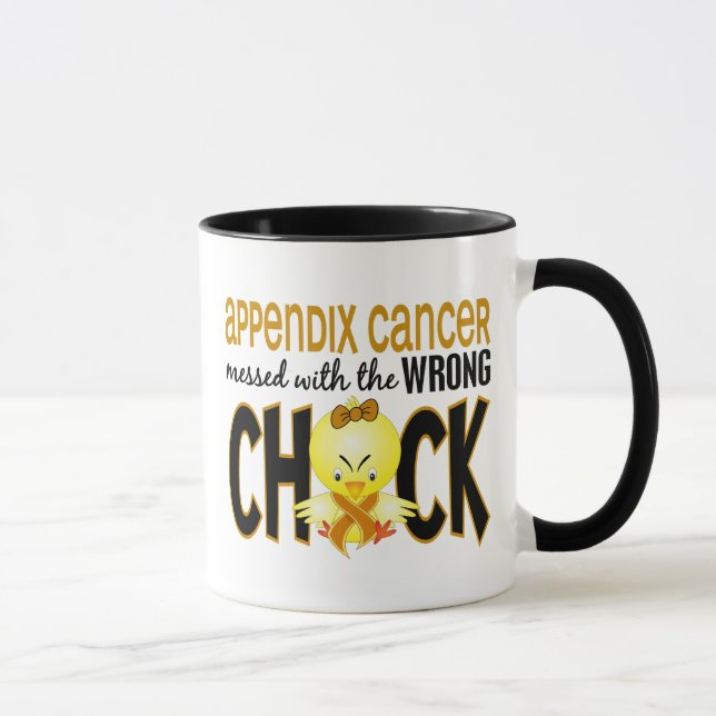 Mug Cancer d'annexe sali avec le poussin faux (Droite)