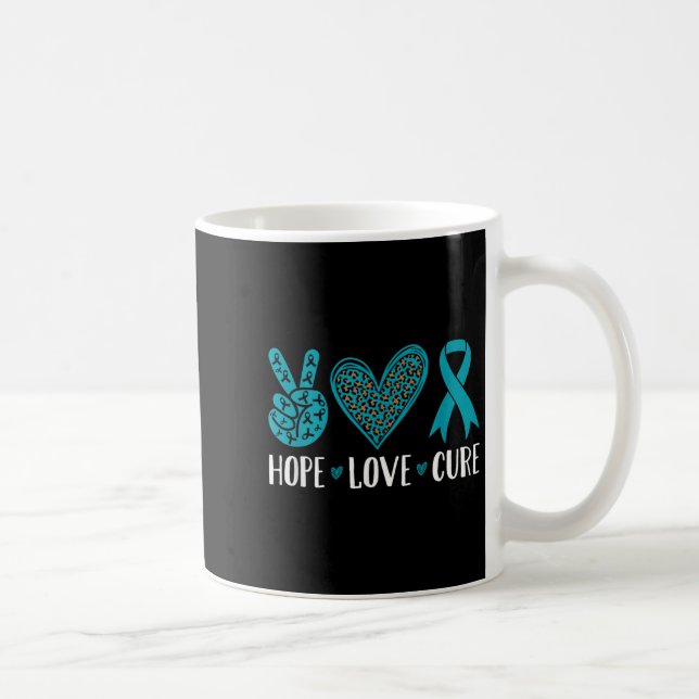 Mug Cancer de l'ovaire Hope Love Cure Ruban Turquoise (Droite)