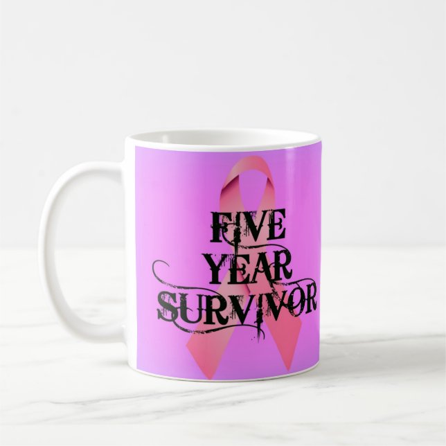 Mug Cancer du sein Survivant de 5 ans (Gauche)