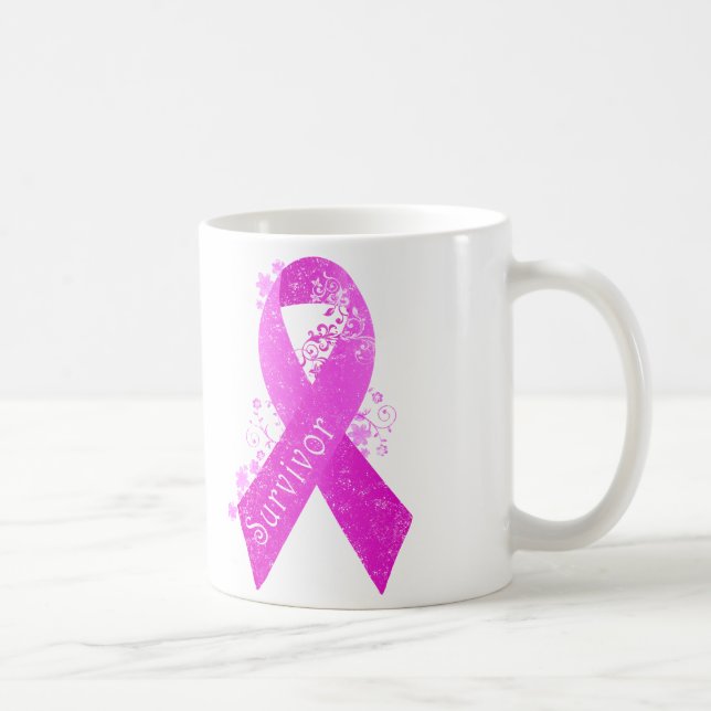Mug Cancer du sein Survivant Vintage (Droite)
