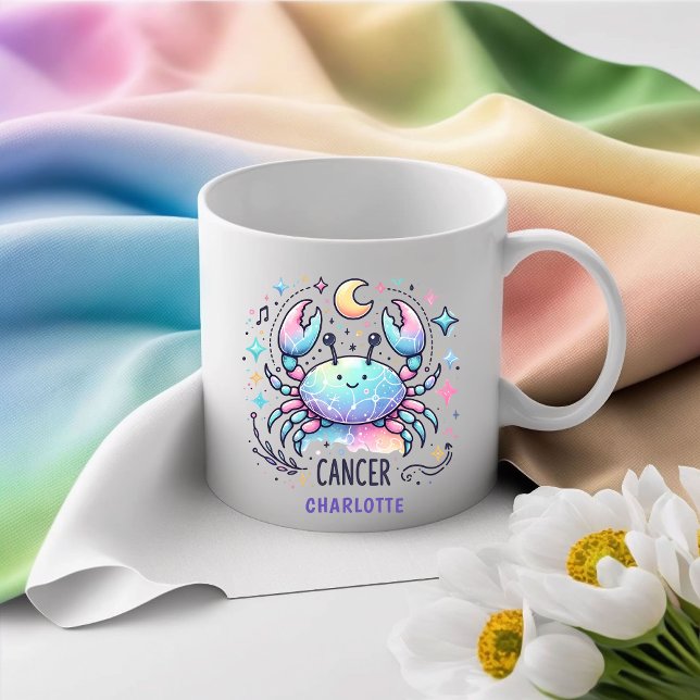 Mug Cancer personnalisé astrologie crabe mignon (Personalized Cute Cancer Zodiac Crab Astrology Coffee Mug)