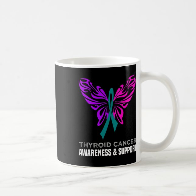 Mug Cancer Sensibilisation Papillon bleu Turquoise ros (Droite)