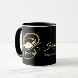 Mug Cancer ♋ signe d'anniversaire Zodiac / Noir et or