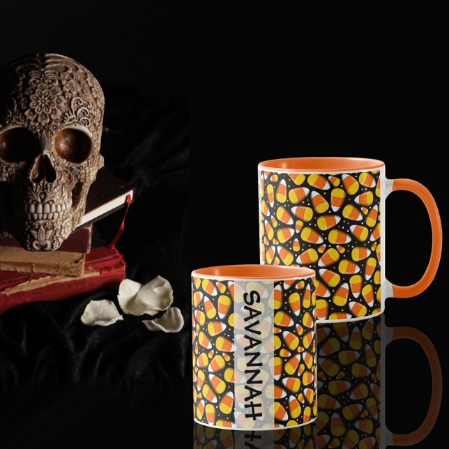 Mug Candy Corn Halloween Nom personnalisé (Créateur téléchargé)