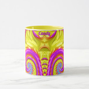 Mug CANDY ~ Zany 3D ~ Violet rose bleu jaune