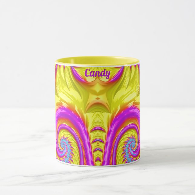 Mug CANDY ~ Zany 3D ~ Violet rose bleu jaune (Centre)