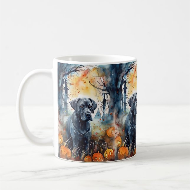 Mug Cane Corso Halloween avec citrouilles effrayantes (Gauche)