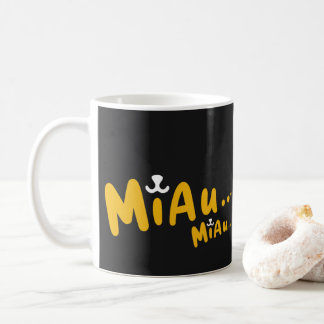 Mug Caneca com Estampa de Gato - Preto e Amarelo