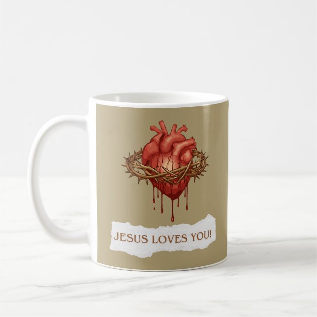 Mug Caneca com Frase Motivacional "Jesus Ama Você" (Gauche)