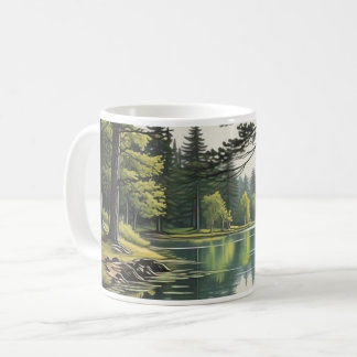 Mug Caneca com ilustração de lago e floresta