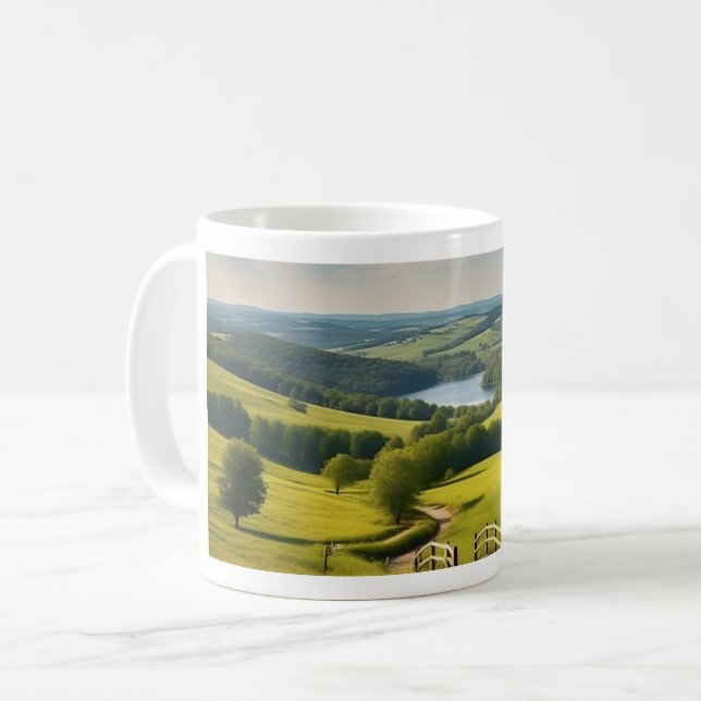 Mug Caneca com paisagem e lago ao fundo (Devant gauche)