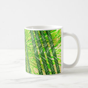 Mug Caneca com riscos e faixas verdes, amarelo e oliva