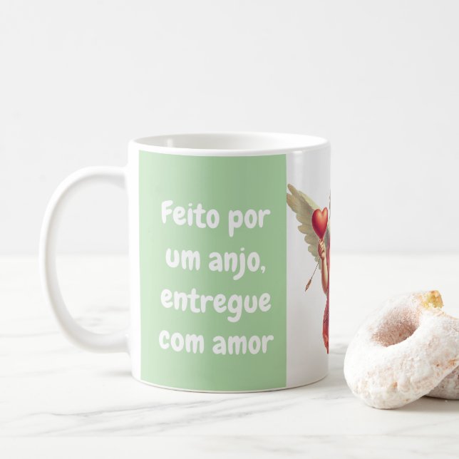 Mug caneca personalizada anjo cupido com coração  (Avec donut)