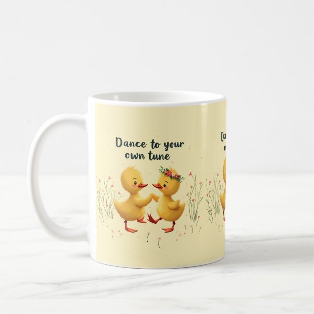 Mug Canetons mignons dansant avec des vibrations flora (Gauche)