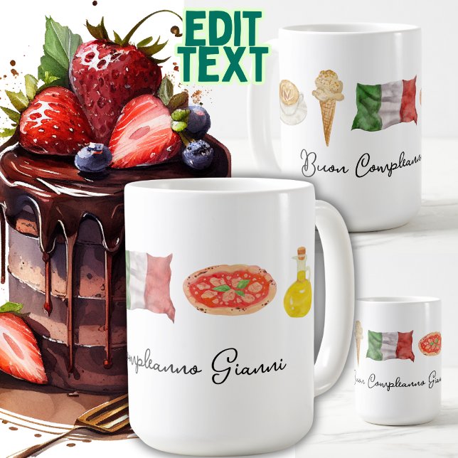 Mug Canette cadeau d'anniversaire italienne avec nom (Créateur téléchargé)