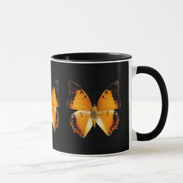 Mug Canette de café à papillon à bordure noire (Droite)
