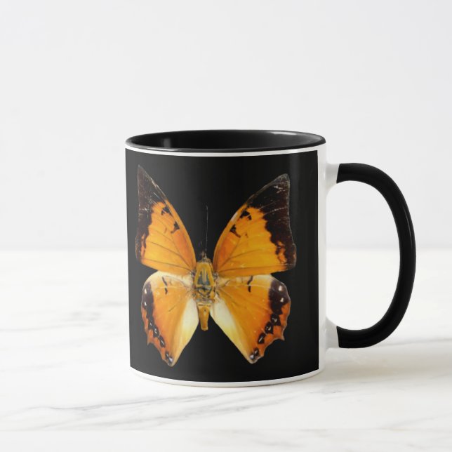 Mug Canette de café à papillon à bordure noire (Droite)