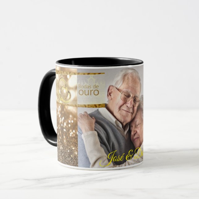 Mug Canettes Mariages De Ouro 50 Ans Mariage Personal (Devant gauche)