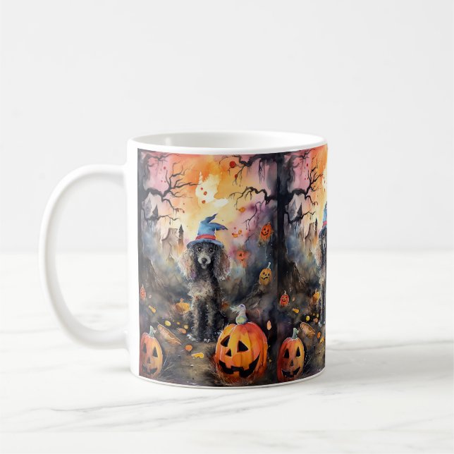 Mug Caniche D'Halloween Avec Peur Citrouille (Gauche)