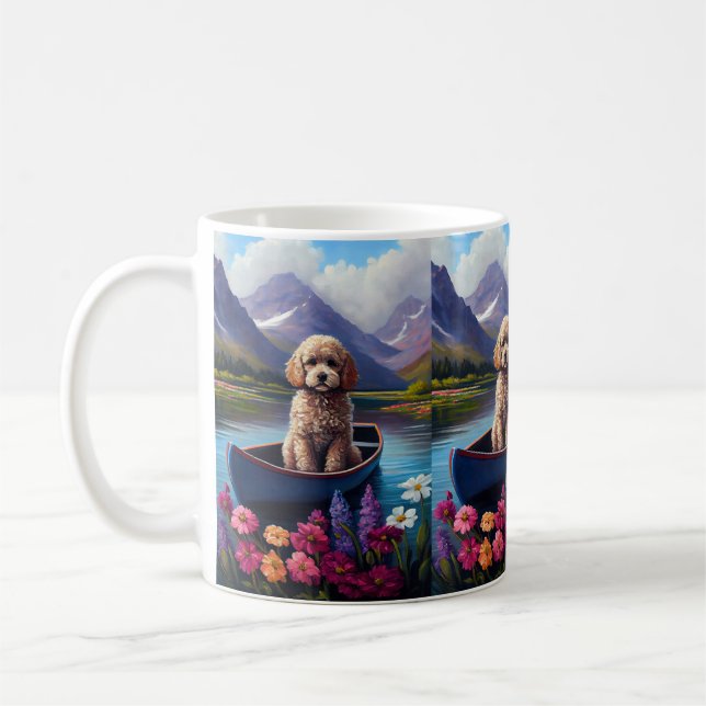 Mug Caniche sur une pagaie : Une aventure pittoresque (Gauche)