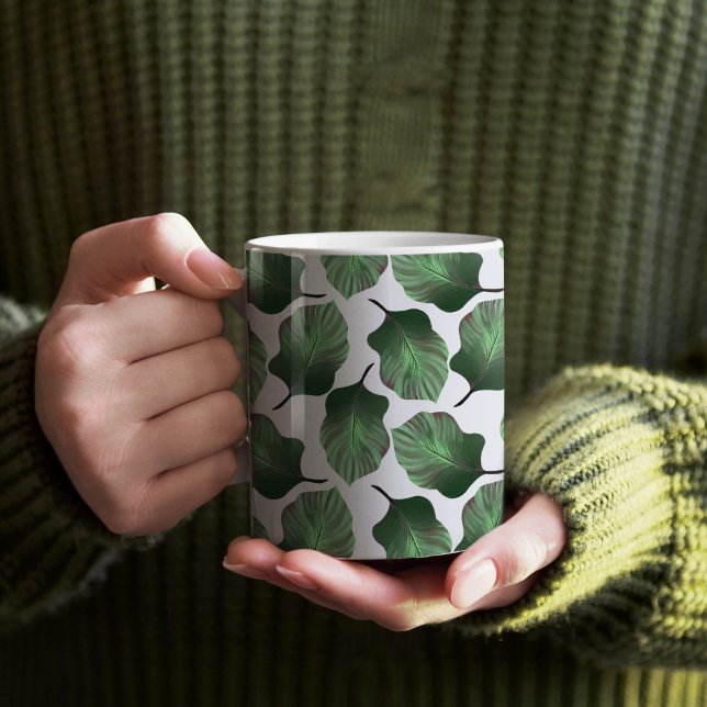 Mug Canna Tropicanna Feuilles tropicaux, Vert (Canna Tropicana Leaves Pattern Mug)
