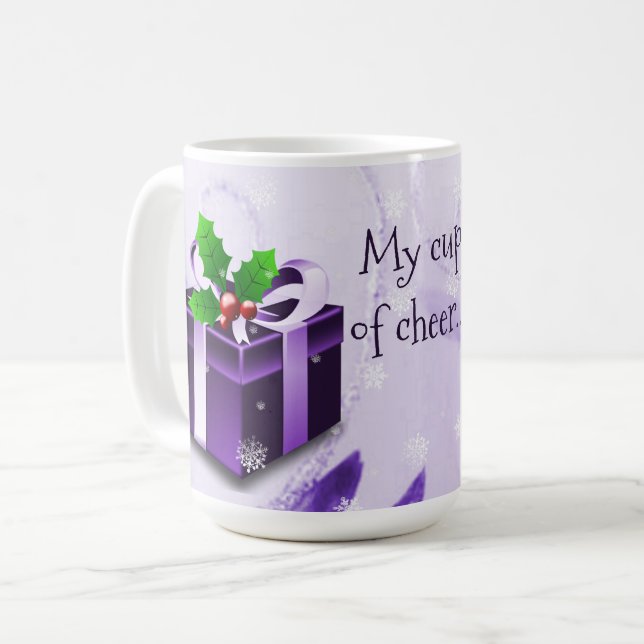 Mug Canne à café de Noël pourpre (Devant gauche)