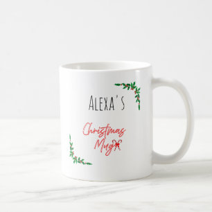 Mug Canne de bonbon personnalisée aux baies de houx de