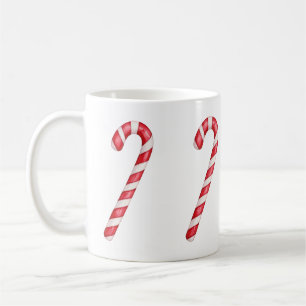 Mug Canne de bonbon rayures rouges et blanches sur fon