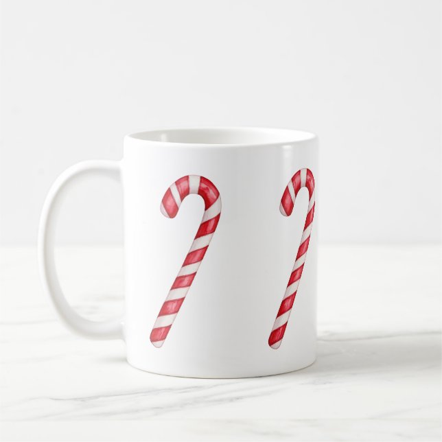 Mug Canne de bonbon rayures rouges et blanches sur fon (Gauche)