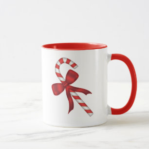 Mug Canne en bonbons de vacances de Noël avec noeud ro