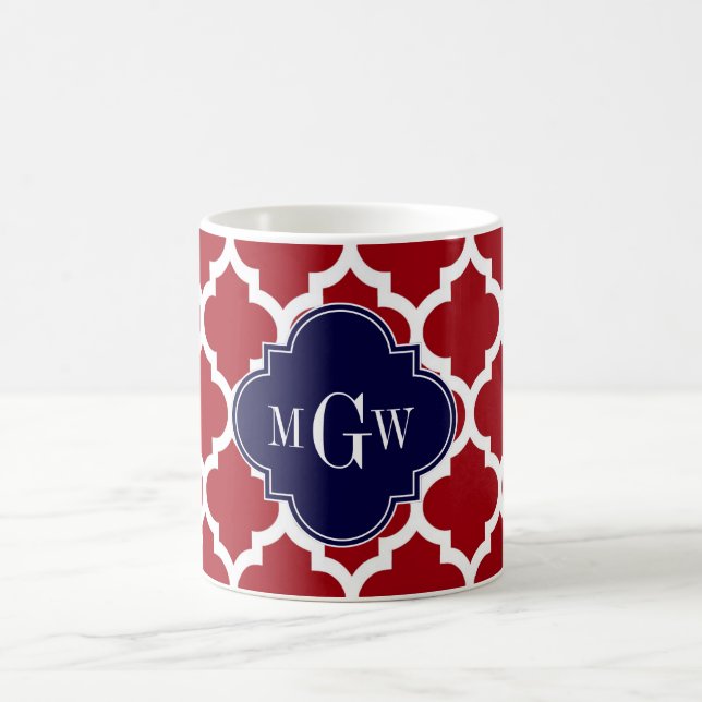 Mug Canneberge Blanc Marocain #5 Bleu Nuit Monogramme  (Centre)