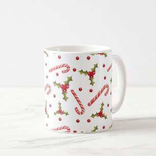 Mug Canneberges et houx motif sans couture