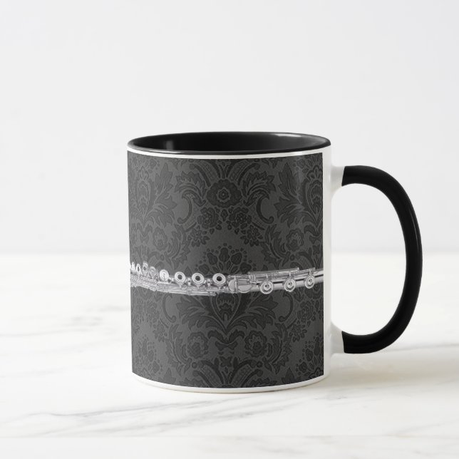 Mug Cannelure argentée sur la damassé noire (Droite)