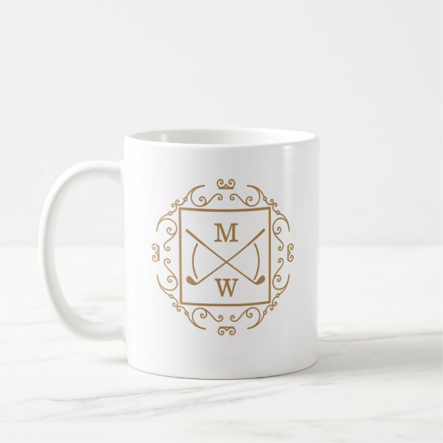 Mug Cannes de golf élégantes monogramme (Gauche)