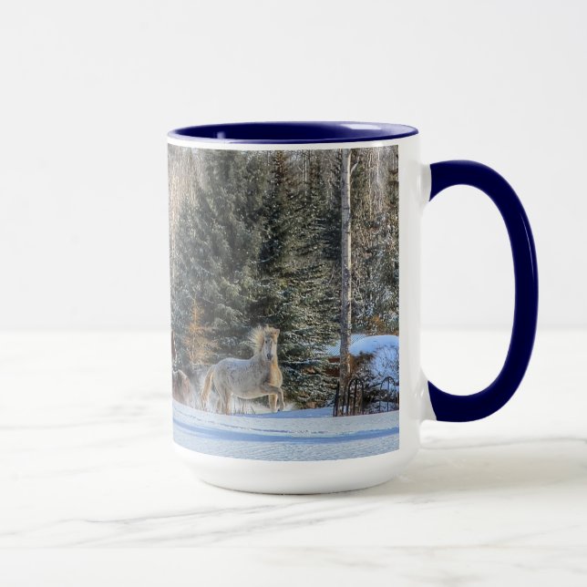 Mug Cantonnement, Chevaux de course en hiver Photo nei (Droite)