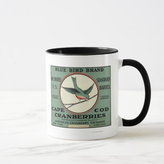 Mug Cape Cod Blue Bird Brand Cranberry Étiquette (Droite)