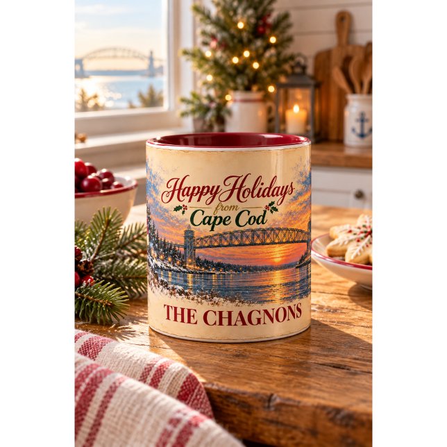 Mug Cape Cod Santa Noël Deux Tons Personnalisé (Créateur téléchargé)