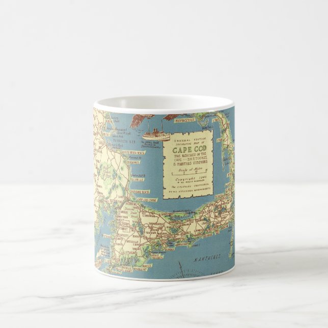 Mug Cape Cod vintage Map (1940) (Centre)