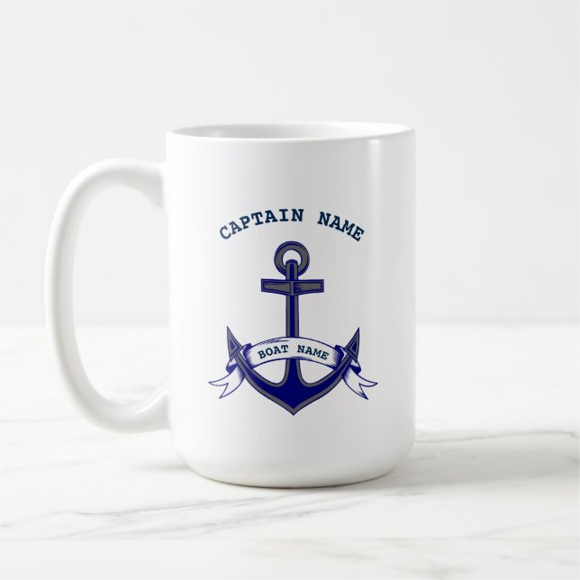Mug Capitaine Ancre Custom Nautical (Gauche)