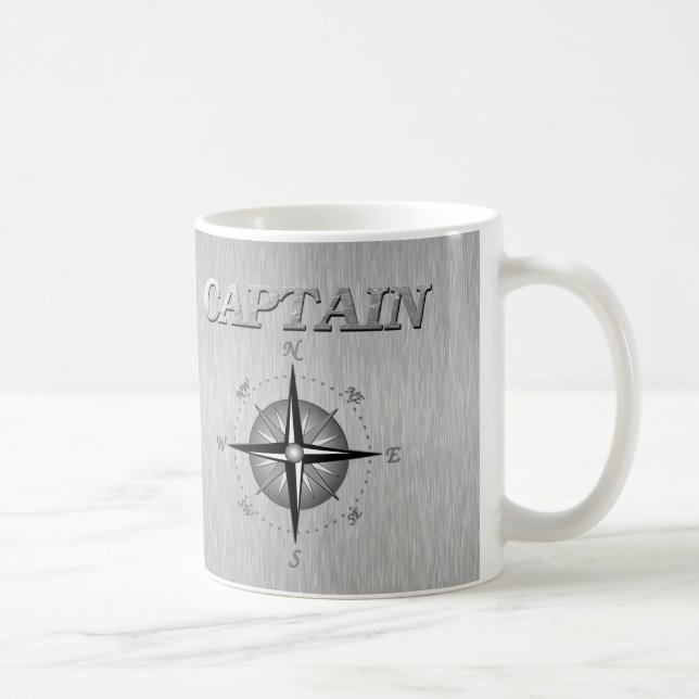 Mug Capitaine argenté avec le rose de boussole (Droite)